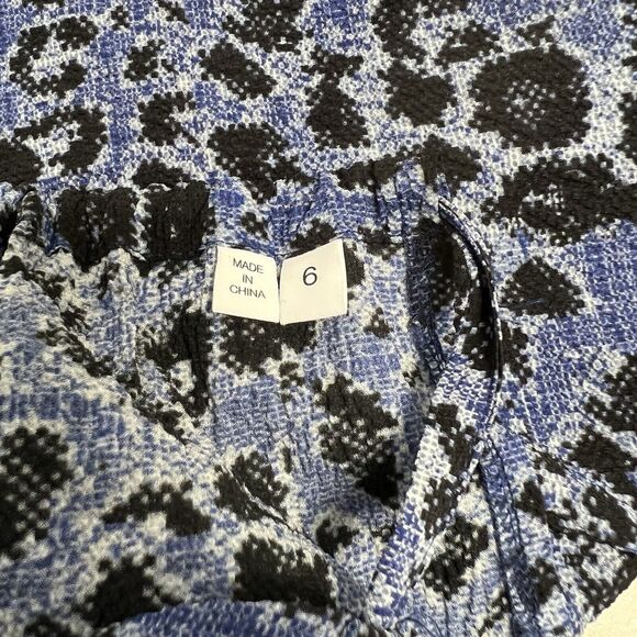 Derek Lam 10 Crosby Silk Crepe Halter Dress Blue Black Leopard Print Sz 6 - Picture 14 of 16